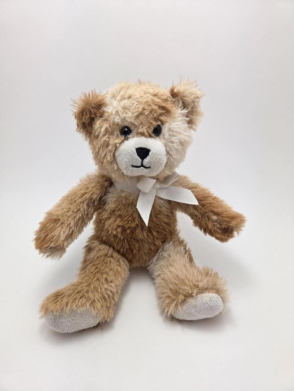 Vintage Hands on Ganz Bear Plush White Bow (6 inch)